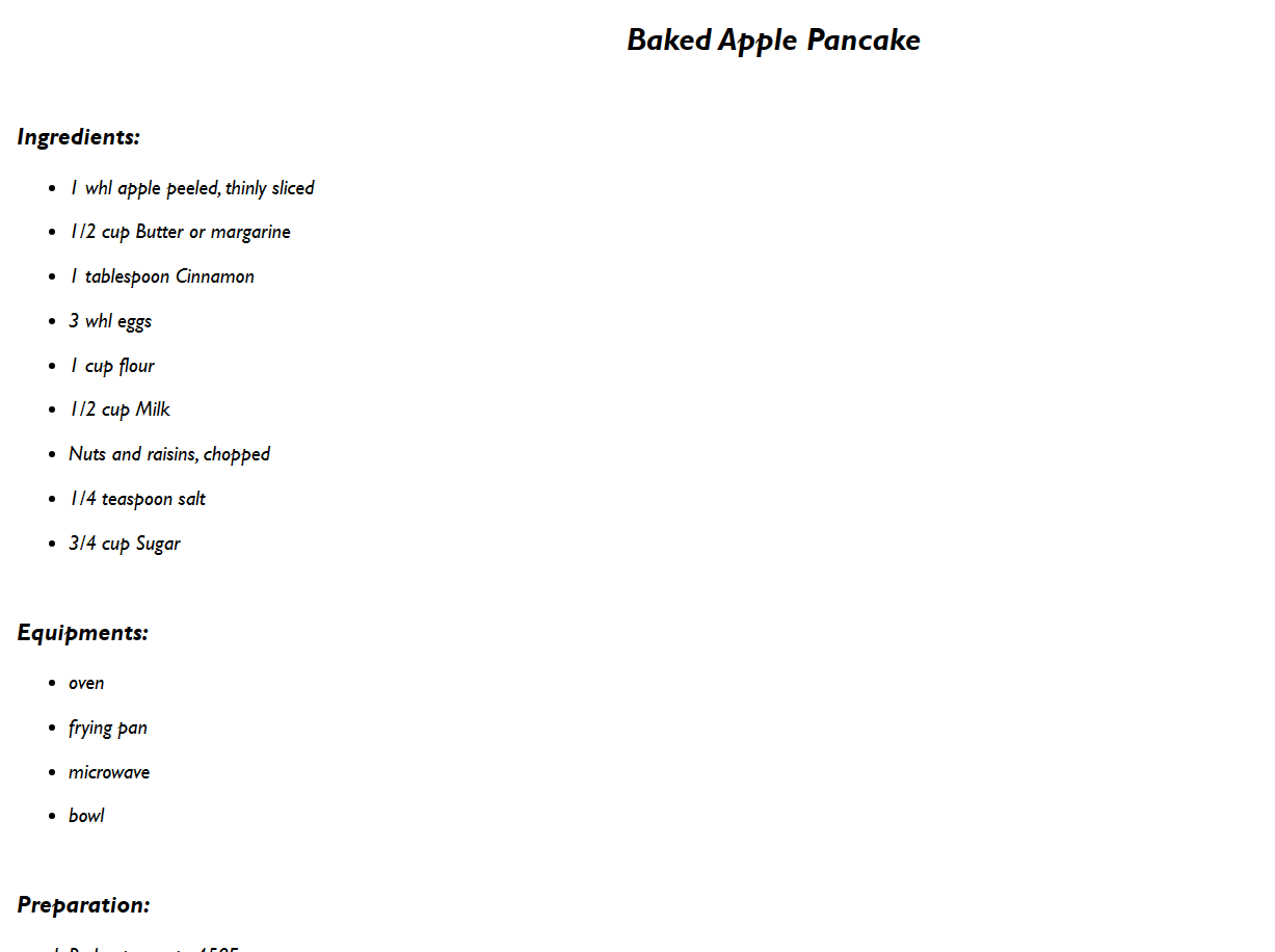 Example of some details when click on view button